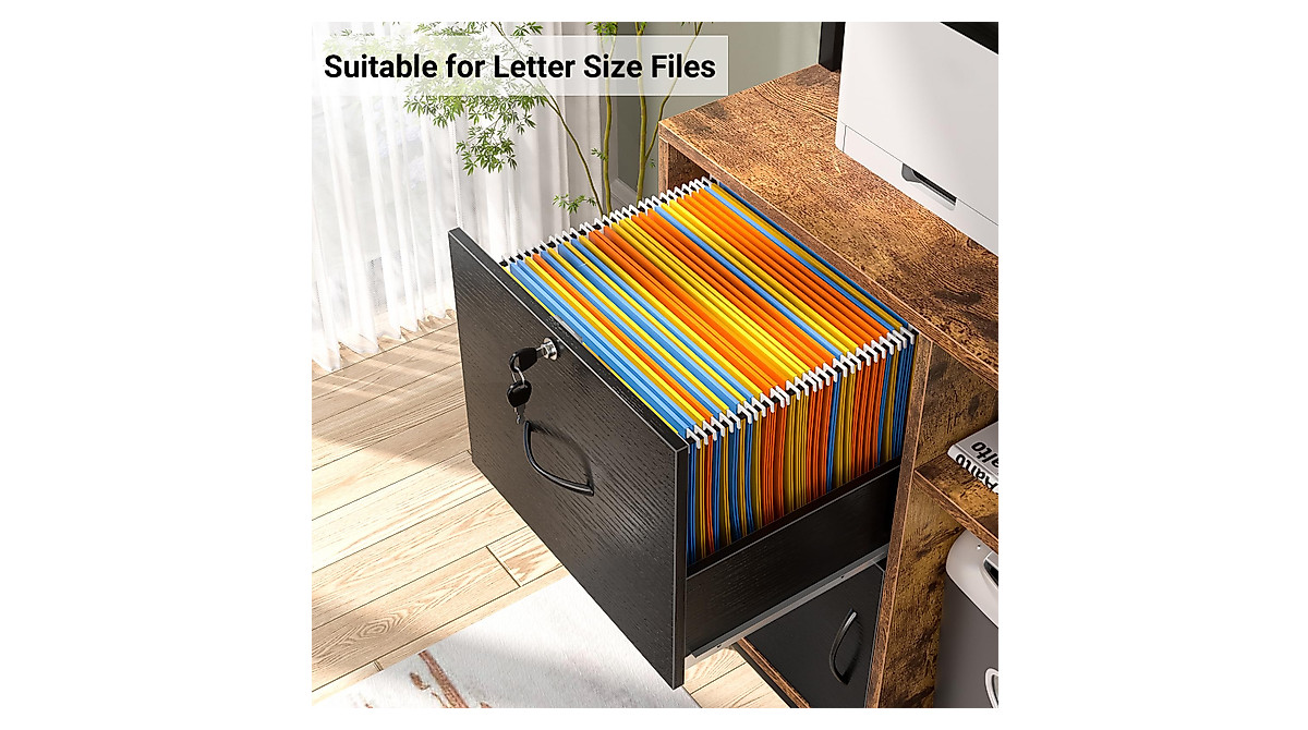 Homieasy Vertical Filing Cabinet with Lock & Charging Station