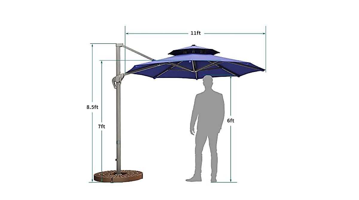 YITAHOME 11ft Navy Blue Cantilever Umbrella | Durable & UV Protected