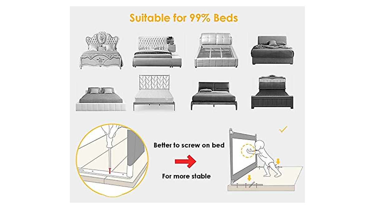 ANGELLOONG Extra Long Bed Rails for Toddler Safety