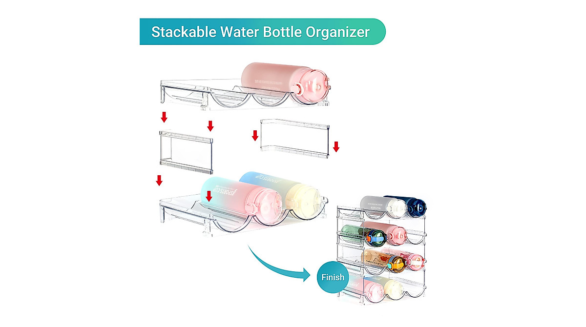 Stackable Water Bottle & Wine Rack Organizer - Kitchen Storage