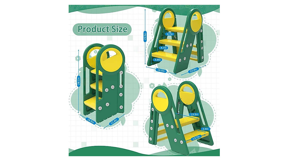 Kids 3-Step Bathroom Stool with Safety Handles
