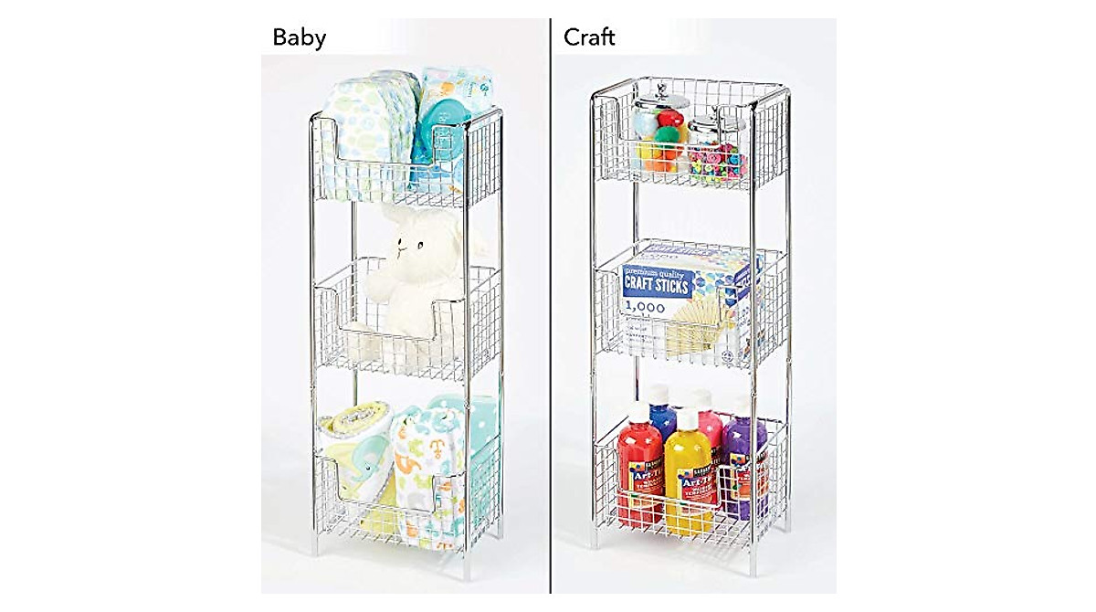 mDesign 3-Tier Storage Tower Rack for Kitchen Pantry