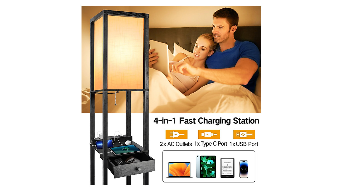 OUTON Floor Lamp: Stylish & Functional with USB Charging