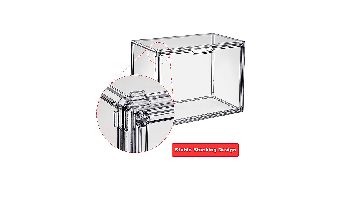 GUDEMAY Clear Storage Bins with Magnetic Lid - 3 Pack