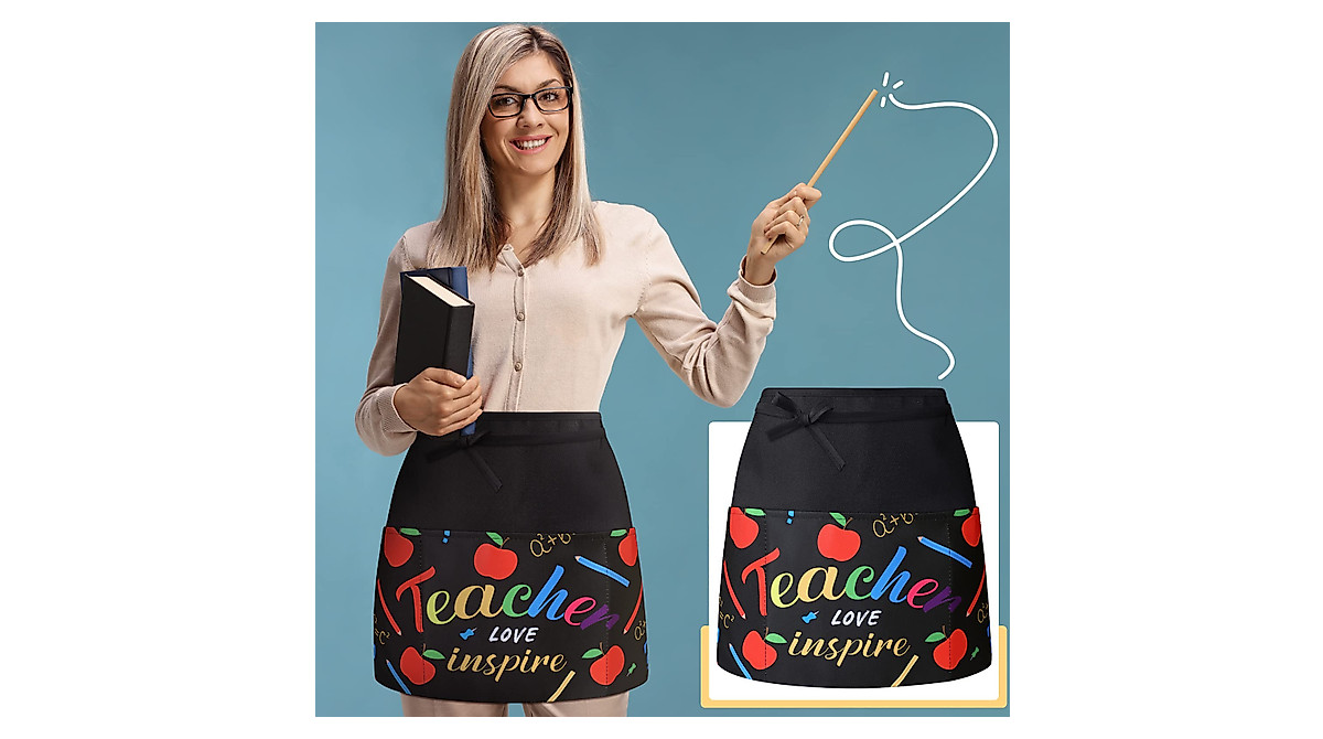 Stylish Teacher Aprons with Pockets - 4pcs Set