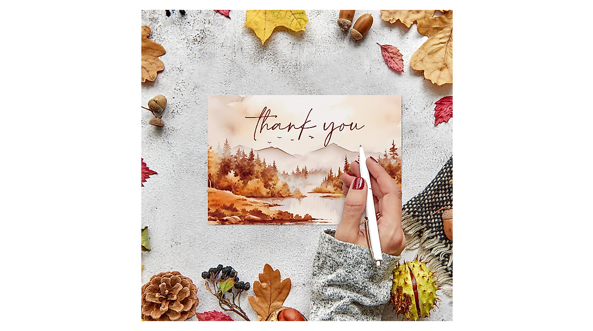 Whaline 48 Pack Fall Thank You Cards Watercolor Autumn Landscape