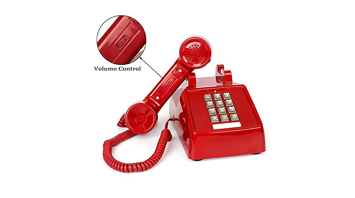 Vintage Corded Landline Phone with Mechanical Ringer & Volume Control