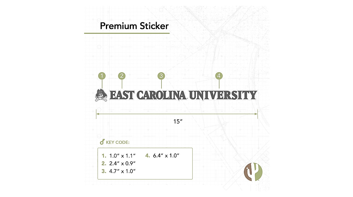 ECU Pirates Vinyl Decal - 15 Inch Sticker