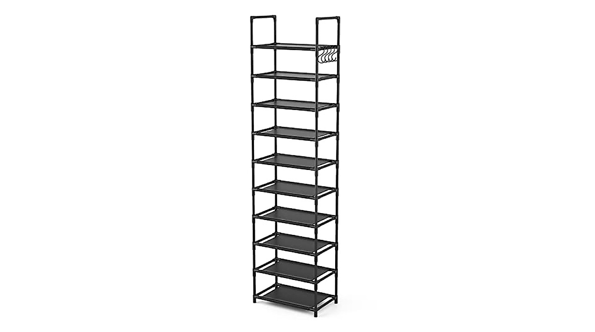 LANTEFUL 10 Tiers Tall Shoe Rack - Space-Saving Shoe Organizer