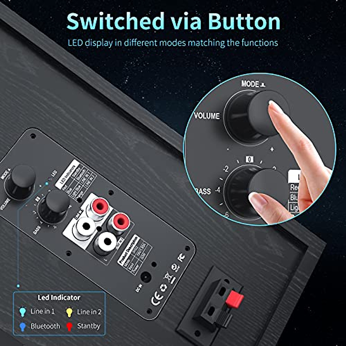 BESTISAN Powered Subwoofer 6.5 Inch - Deep Bass Home Theater Sub With Speaker Level Inputs