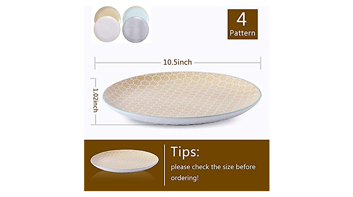 Peacehome Stackable Dinner Plates Set - 10.5-Inch