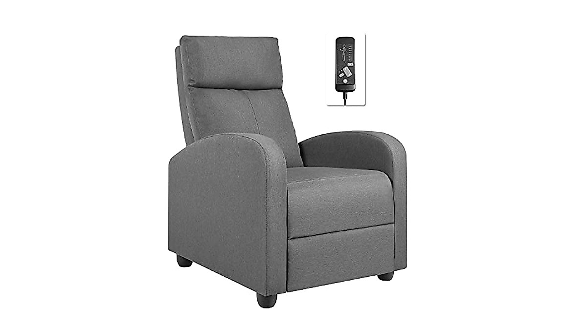 Flamaker Fabric Recliner Chair with Massage - Stylish Home Theater Comfort