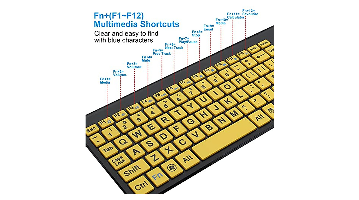 HXMJ Wireless Large Print Keyboard & Mouse Combo for Seniors