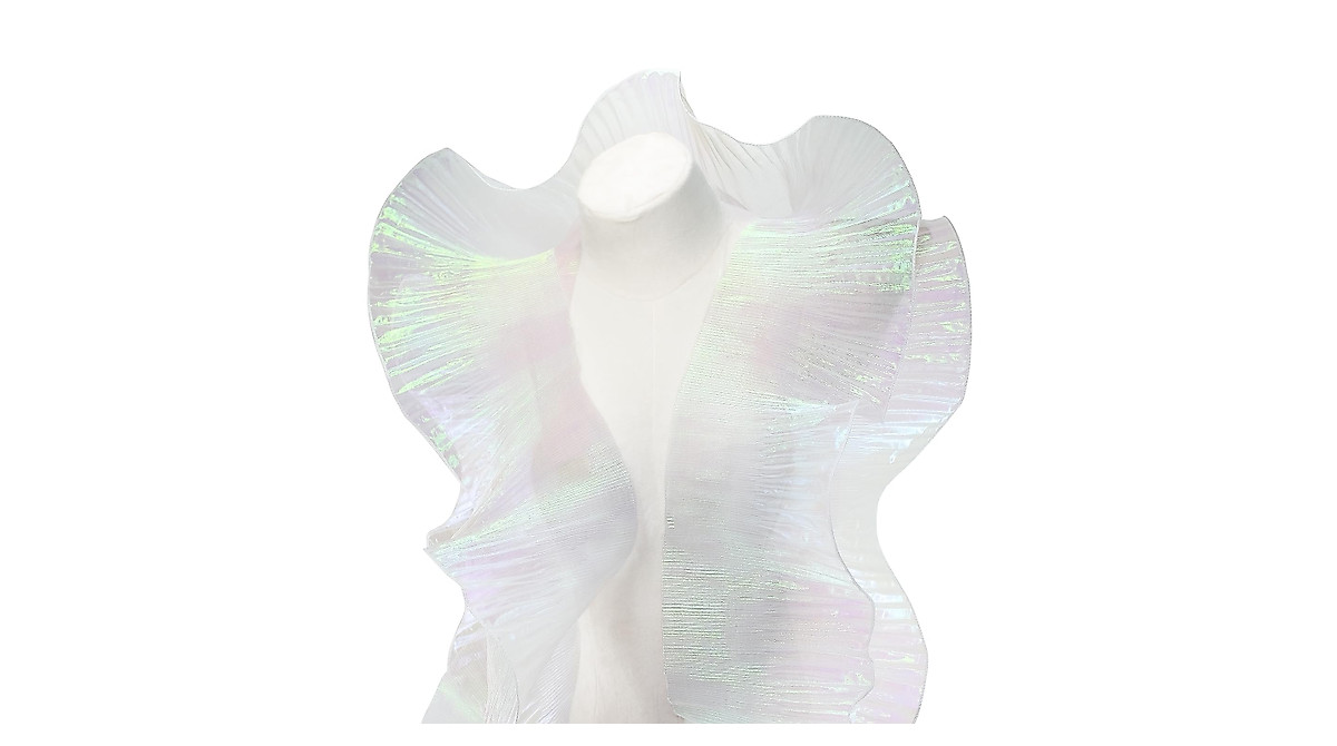 Iridescent White Ruffle Ribbon for Crafting & Sewing