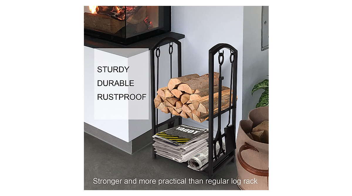 Babylon Fireplace Tools Log Rack Set for a Clean Space