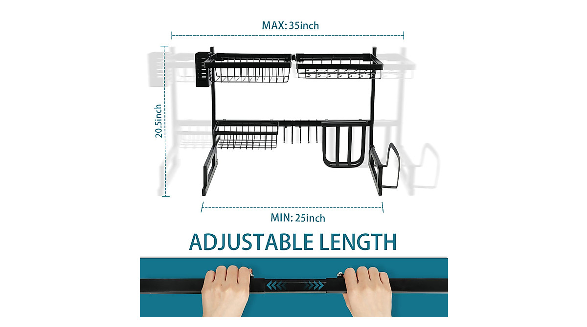 Vipush Over The Sink Dish Drying Rack for Space Saving Kitchen Organization