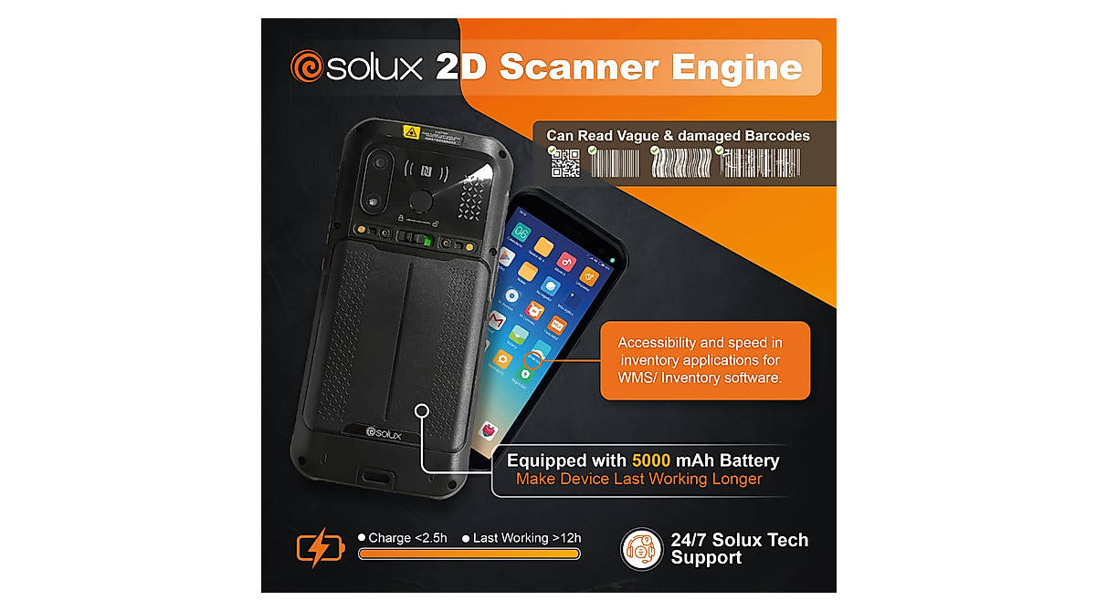 SOLUX PDA Android Barcode Scanner - Rugged & Efficient