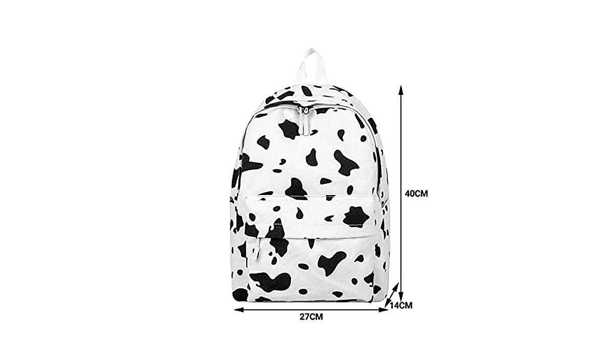 Trendy Cow Pattern Canvas Backpack for Students