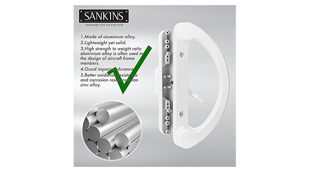 Patio Sliding Door Handle Set With Mortise Lock & Key Cylinder – Fits 3-15/16 Screw Hole Spacing, Door Thickness 1 To 1.75 Inches Keyed Cylinder
