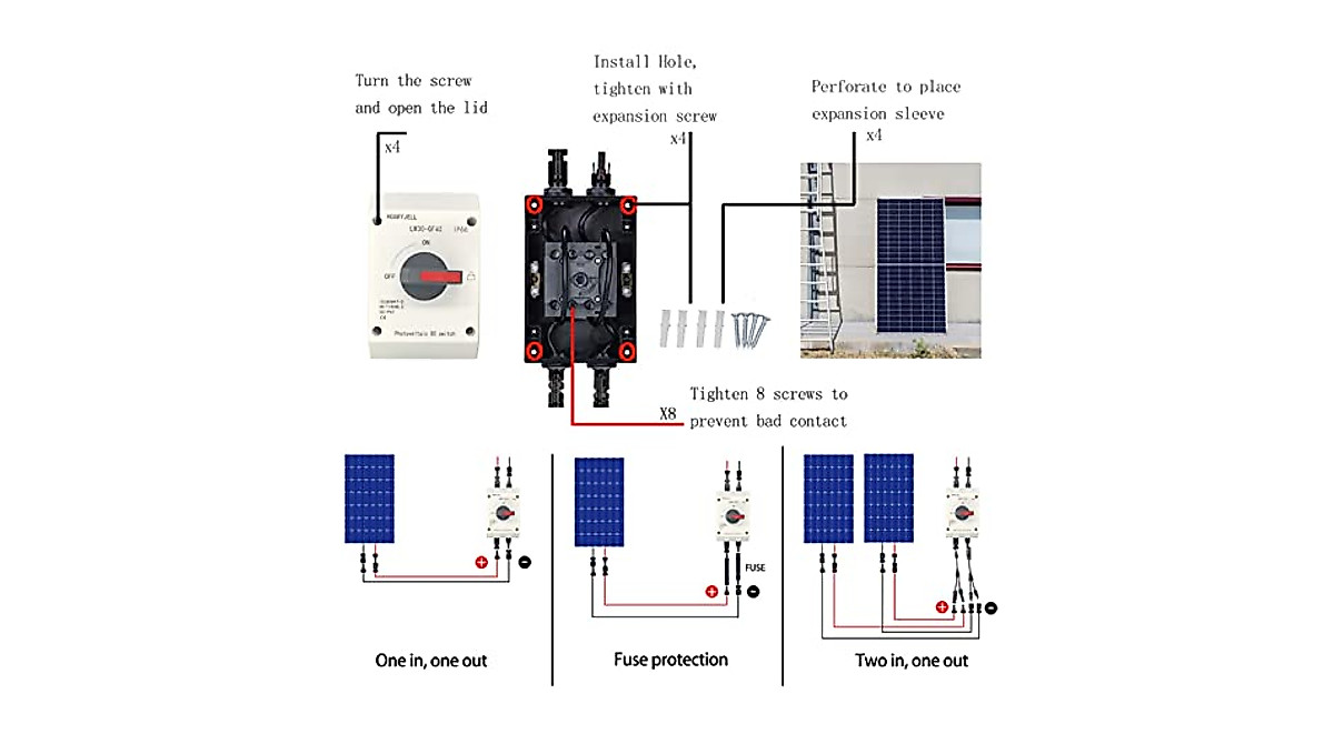 PV Solar Disconnect Switch - 1200V 32A IP66 Waterproof Isolator