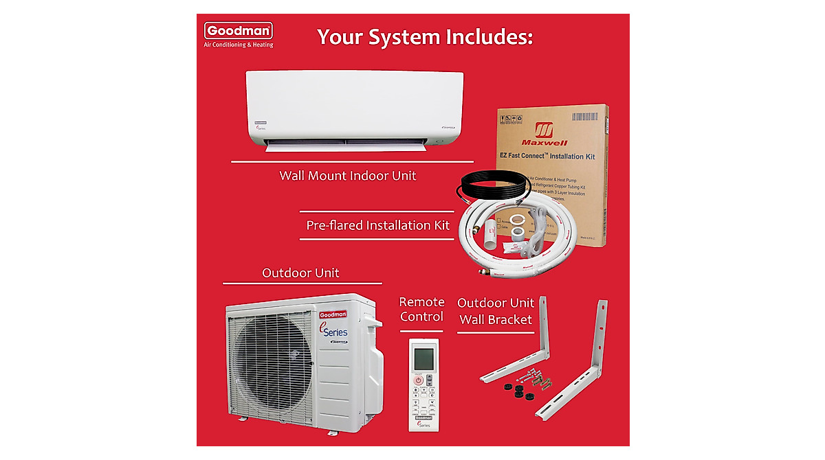 Goodman 18,000 BTU Mini Split Inverter Heat Pump System | 18 SEER2