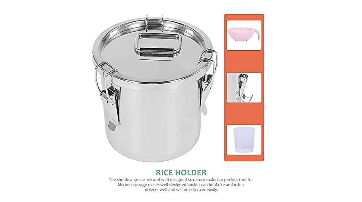 jojofuny Stainless Steel Rice Bucket - Durable Food Storage Container
