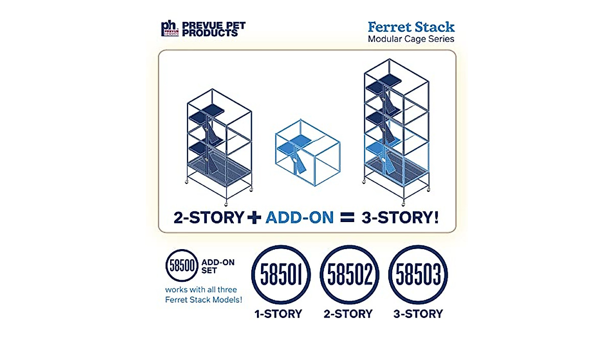 Two Story Ferret Home with Stand & Expandable Features