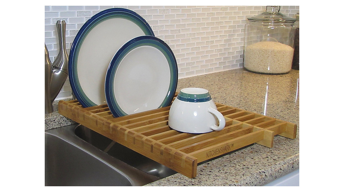 KitchenEdge Bamboo Over The Sink Dish Drying Rack – Space-Saving & Eco ...