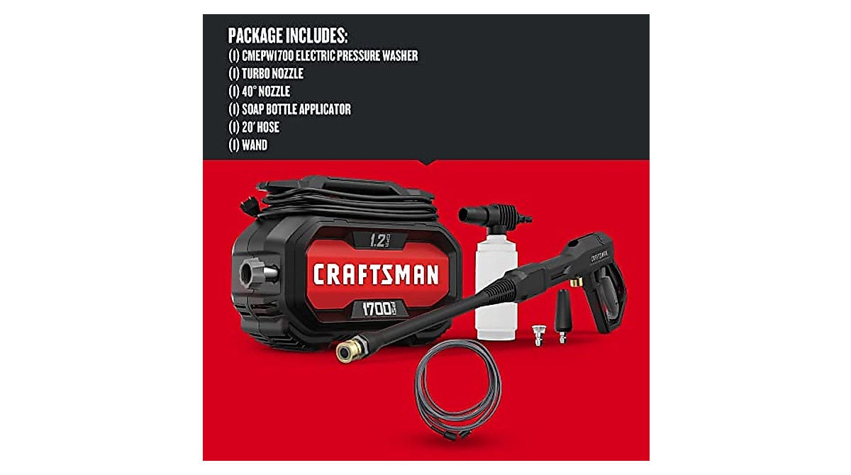 CRAFTSMAN 1700 PSI Electric Pressure Washer for Outdoor Cleaning