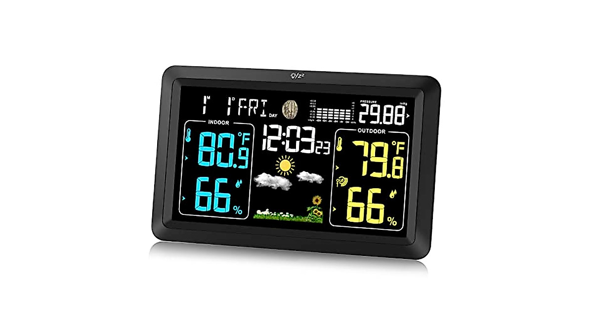 Weather Stations Wireless Indoor Outdoor Thermometer with Atomic Clock