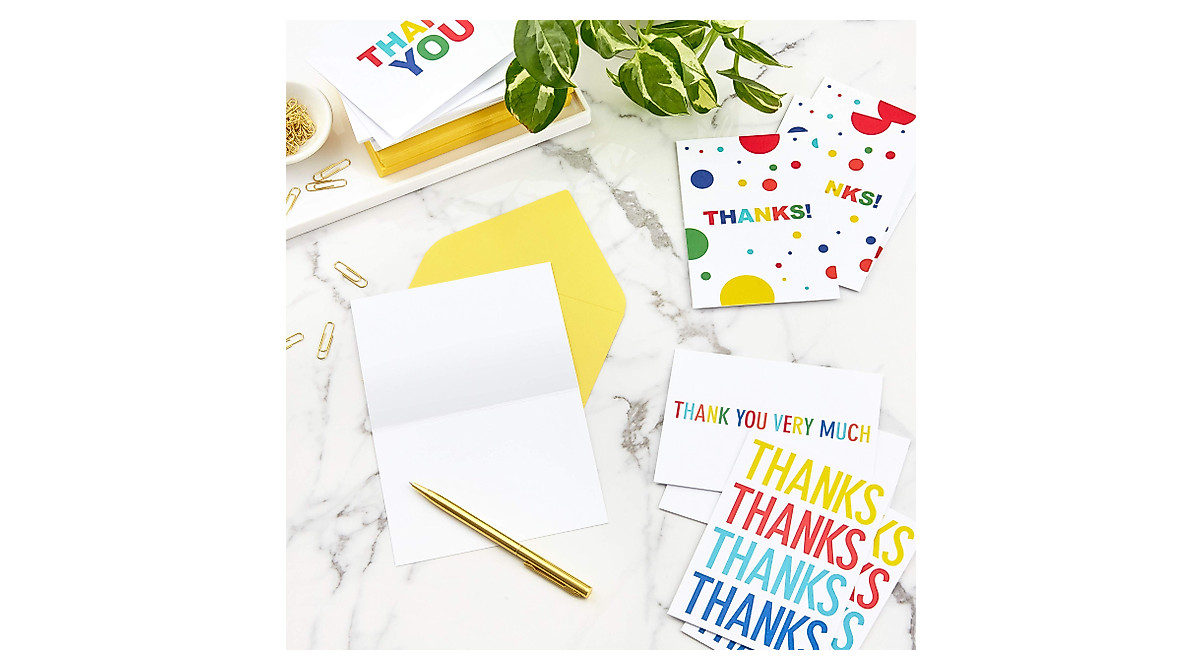 Hallmark Thank You Cards Assortment - Bright Primary Colors (48 Pack)