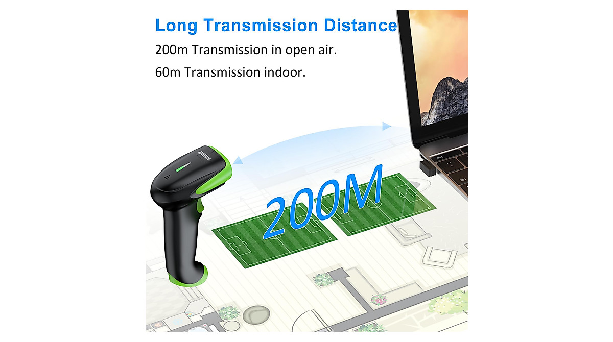 Symcode Wireless Bluetooth Barcode Scanner - Fast, Accurate 2D & 1D ...