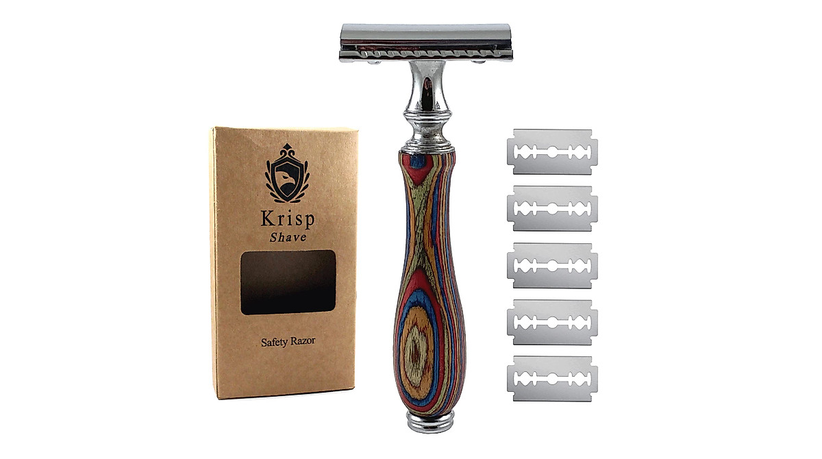 Krisp Shave Long Handle Safety Razor - Close & Eco-Friendly