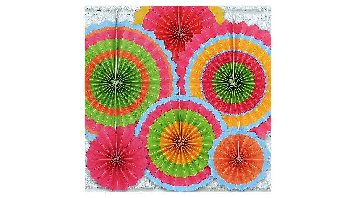 Joyin 24 Colorful Hanging Paper Fans for Fiesta & Events