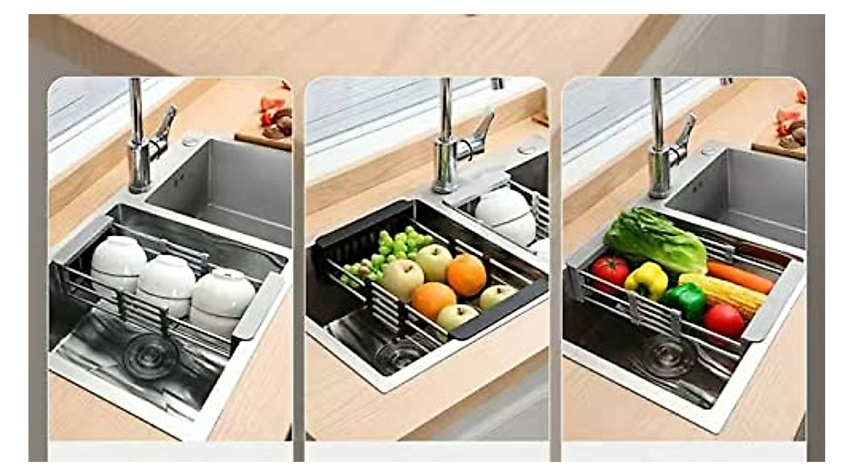 Temu Stainless Steel Kitchen Drain Rack | Retractable Sink Shelf