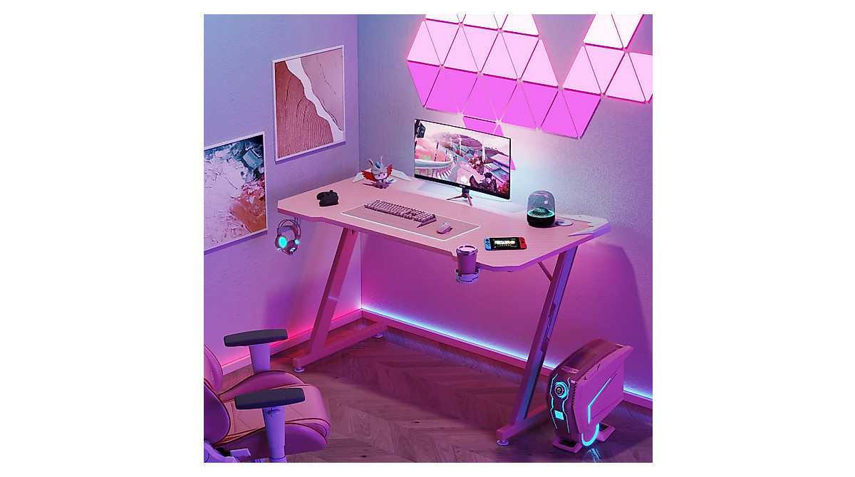Shahoo 44 Inch Gaming Desk - Compact Pink Design