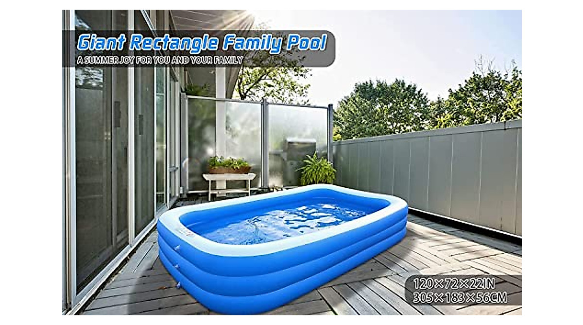 Inflatable Swimming Pool 120X72X22 for Families & Kids | Easy Setup