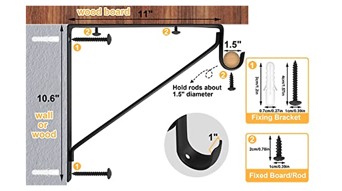 Heavy Duty Closet Shelf Brackets – 4 Pack, 11 Inch