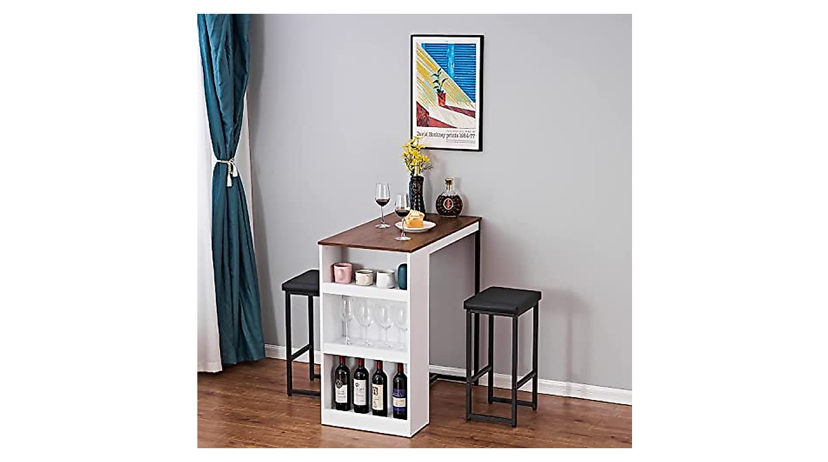 Panana 3 Piece Dining Table Set with Storage Stools | Compact & Stylish