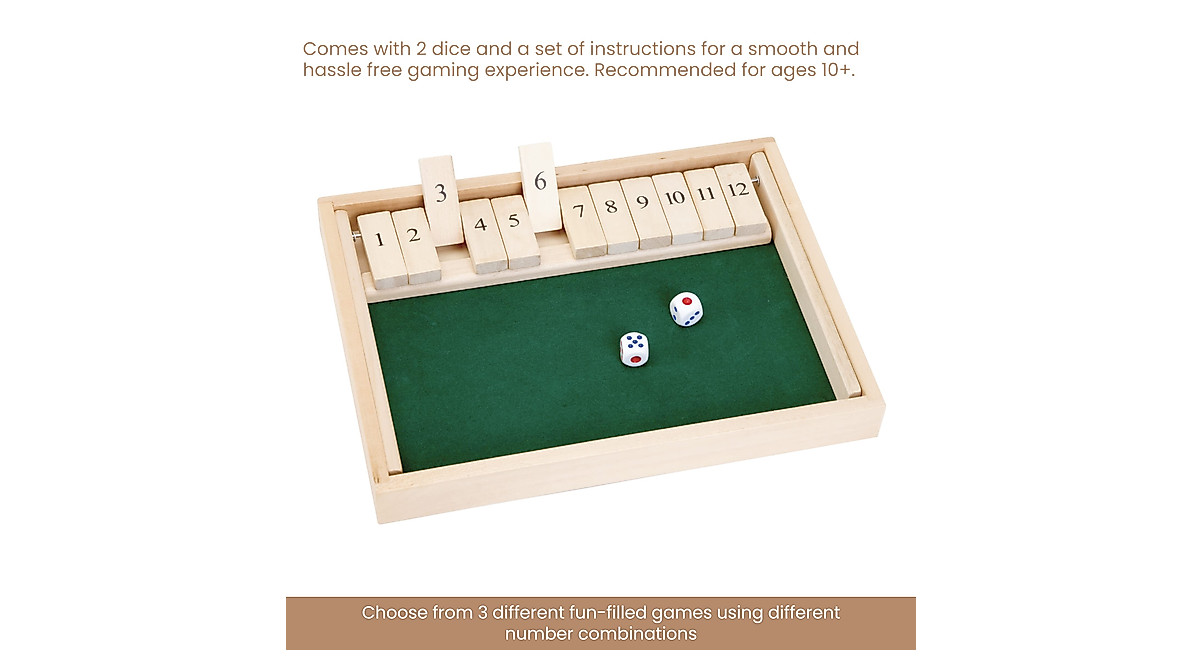 Bits and Pieces Large Shut The Box Game - Fun Family Fun