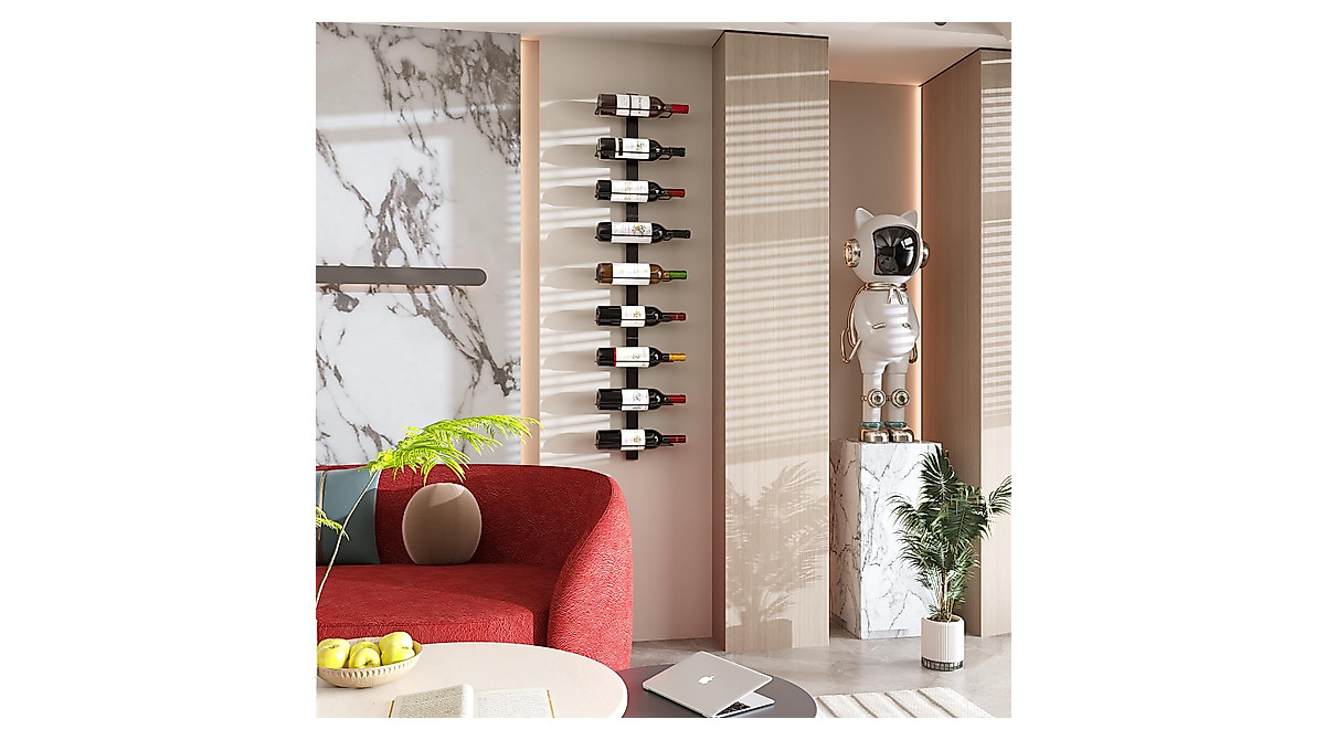 C&AHOME 9 Bottle Wall Mounted Wine Rack - Stylish Storage