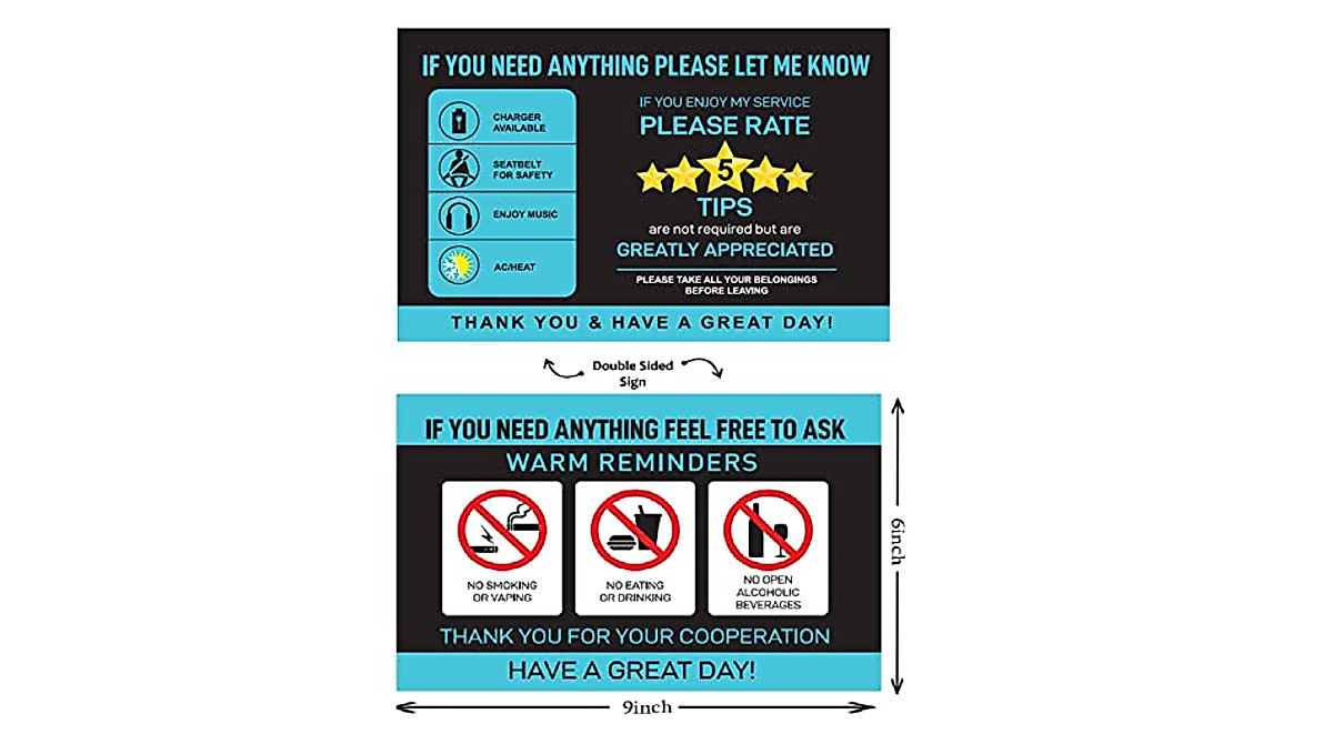 2-Pack Rideshare Signs - Boost Ratings & Tips | Waterproof & Durable
