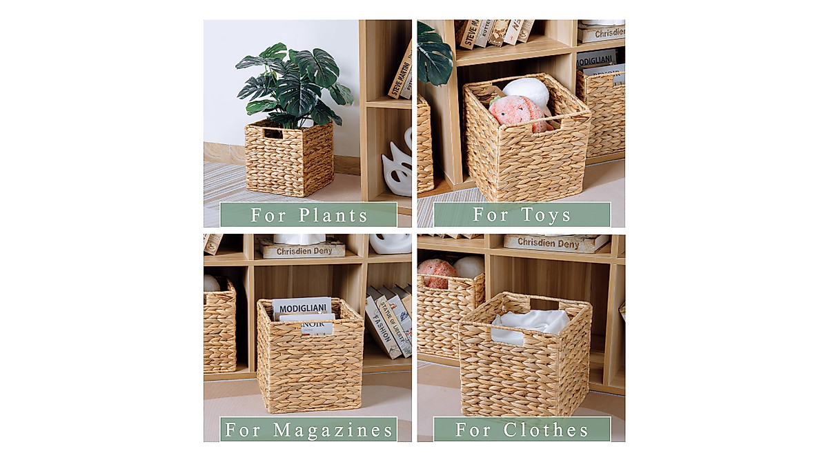 Wicker Cube Storage Baskets - Set of 3