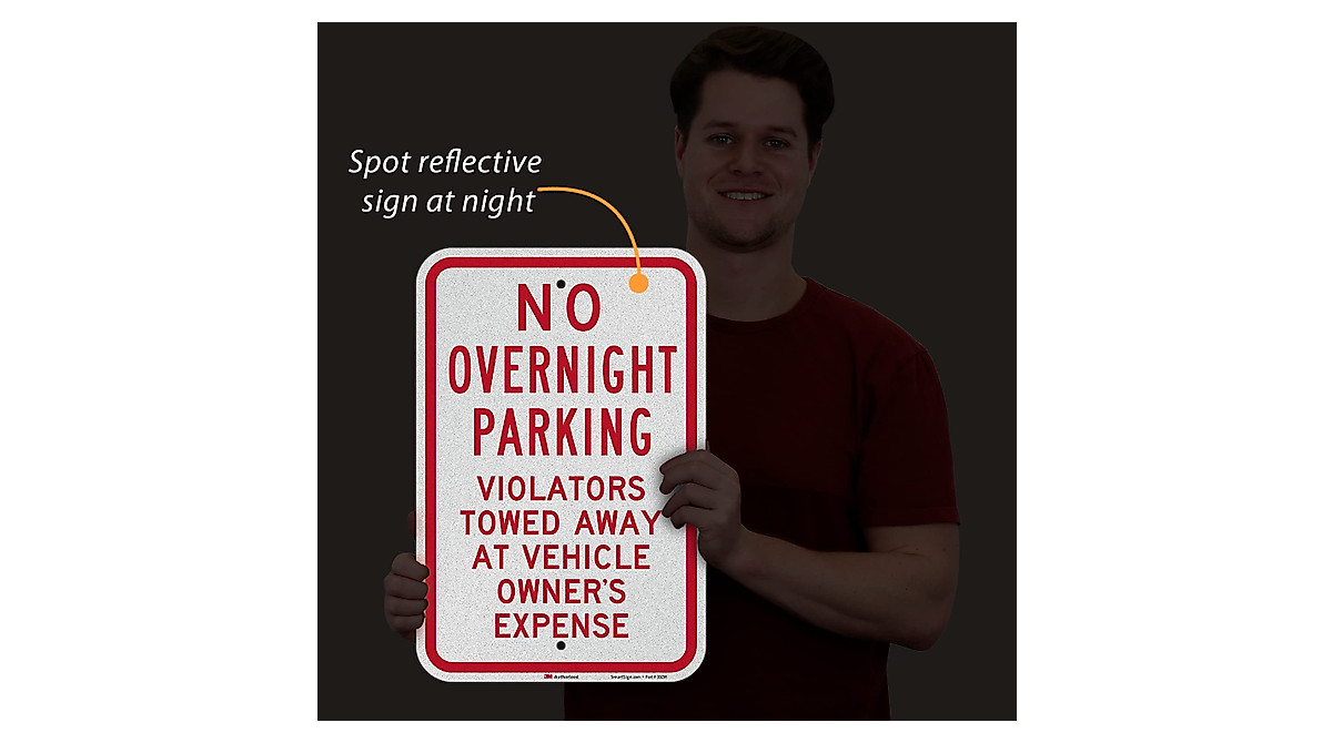 SmartSign 18x12 No Overnight Parking Sign - Durable & Reflective