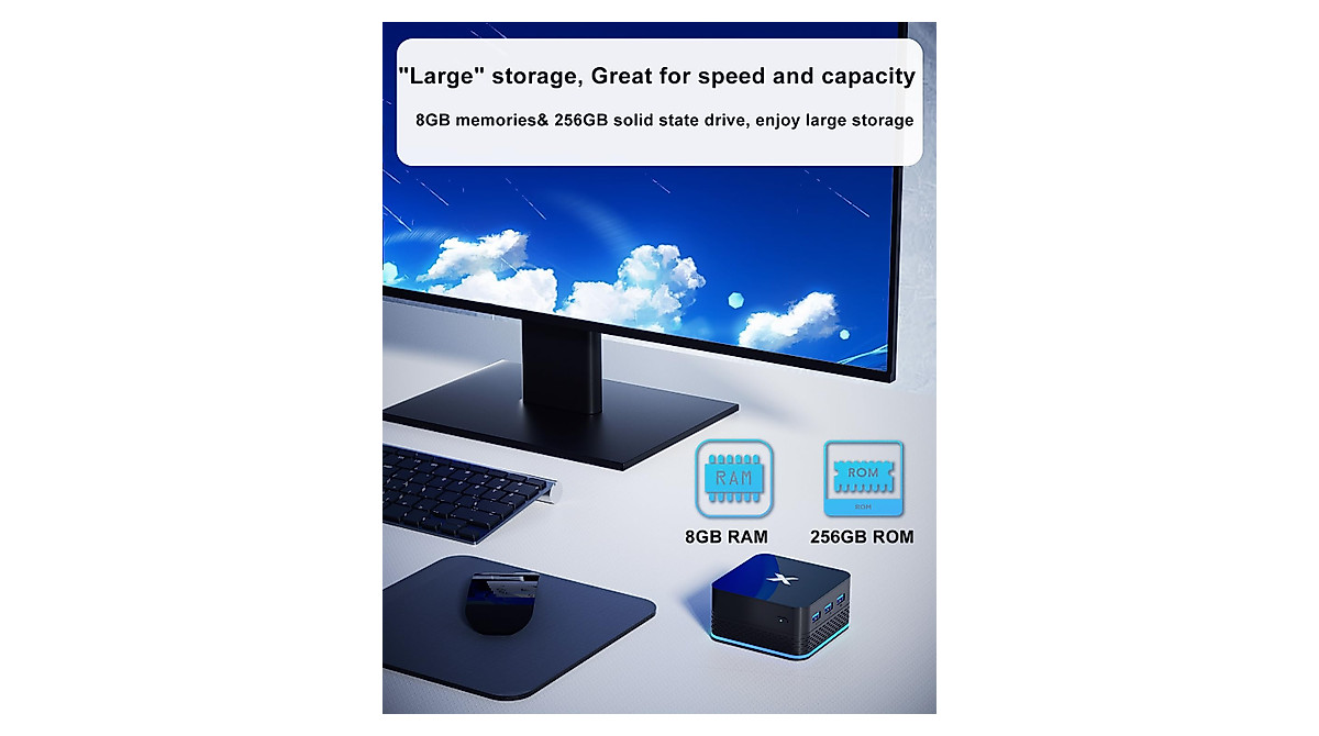 Compact Mini PC with Intel N5105 - 8GB RAM SSD