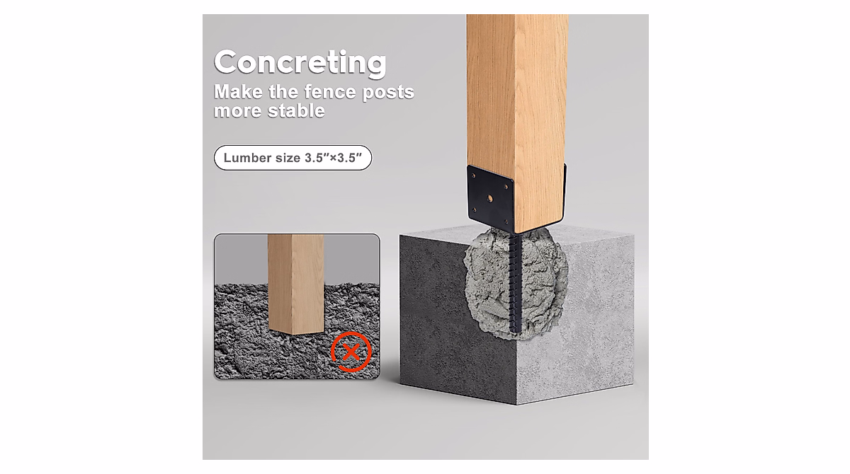 XYADX Concrete Fence Post Base 4x4 inches 4 Pack, Fence Post Anchor Holder Pe