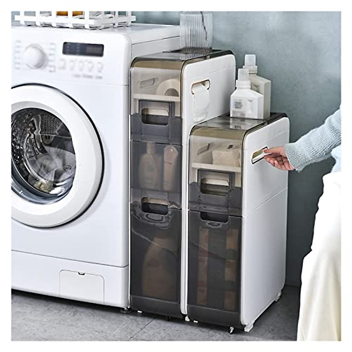 Narrow Slim Rolling Storage Cart - Space-Saving 4-Drawer Organizer