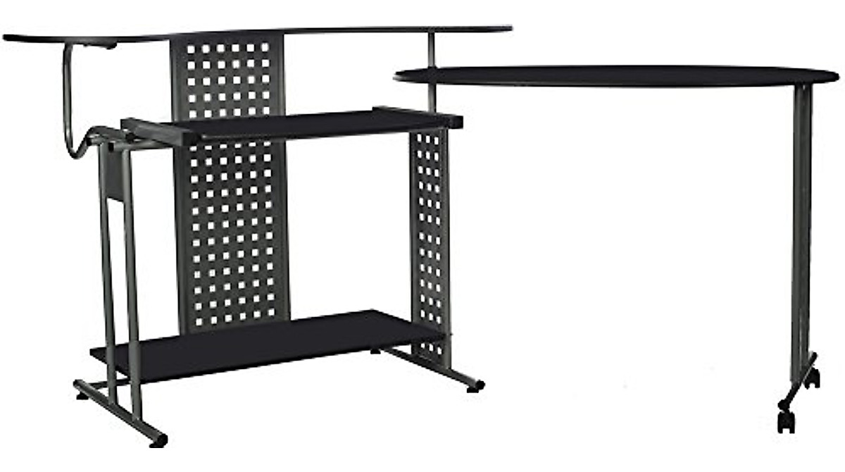 OneSpace Regallo Expandable L Computer Desk in Black | Space-Saving ...