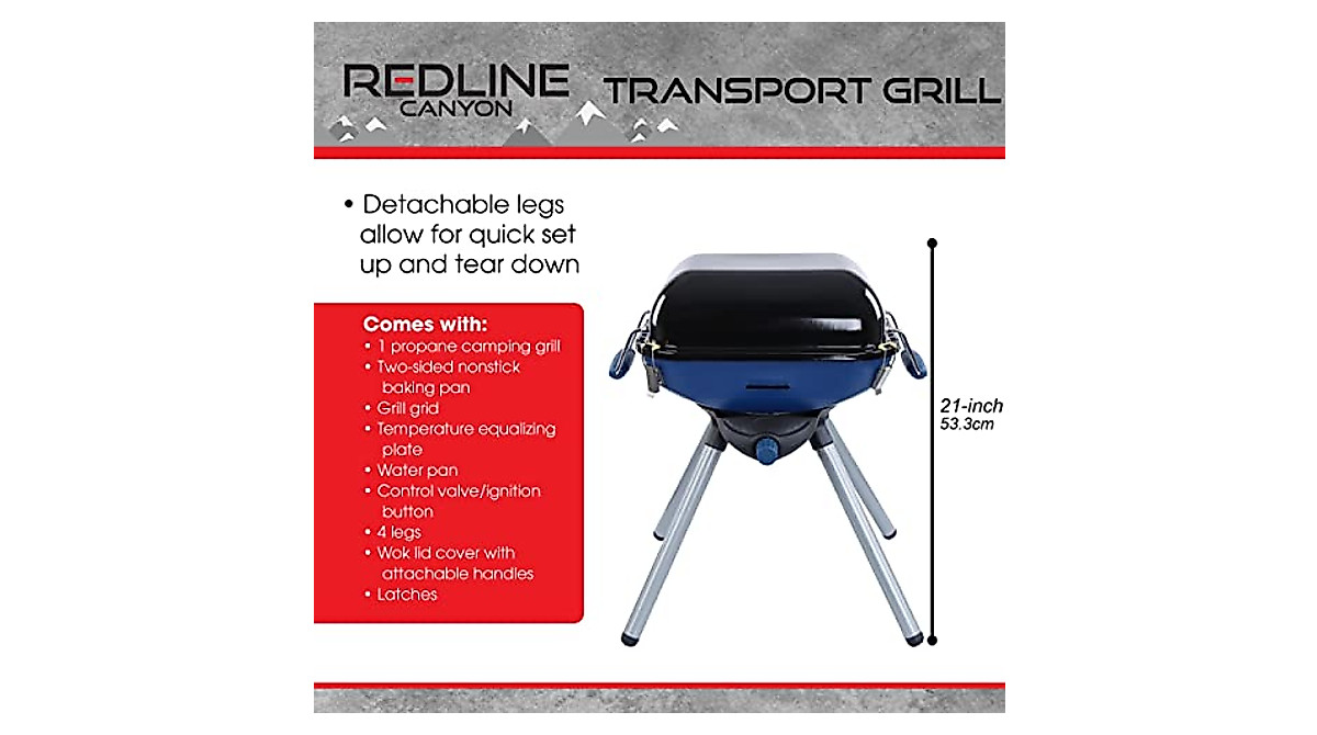 Redline Canyon 3-in-1 Portable Camping Grill with 7,000 BTUs
