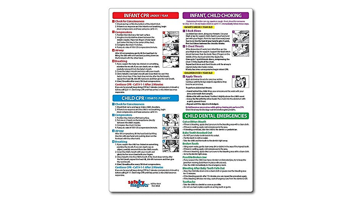 Infant, Child CPR Magnet - Quick First Aid Reference Card